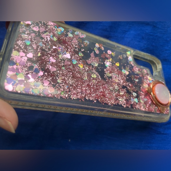 (2)A13 Samsung galaxy phone cases black & rose gold waterfall pink sequins float - Picture 7 of 11